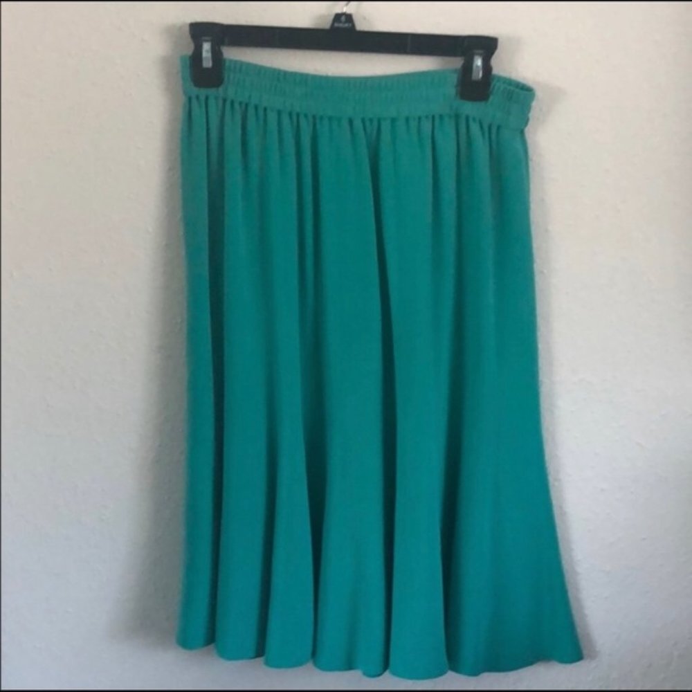 Vintage 1990s Dana Buchman 100% Silk Turquoise Blue Skirt A-line, flowy